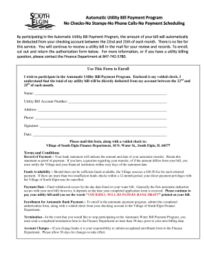 Automatic Utility Bill Payment Program Enrollment Form