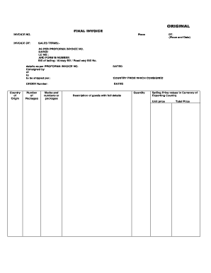 Final Invoice for Goods Exported to Nigeria