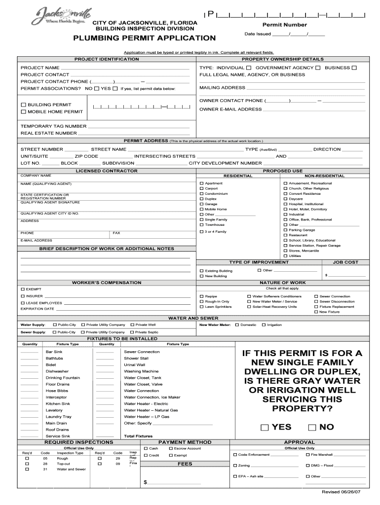 Fillable Online Plumbingpermitformfillable0509 Fax Email Print pdfFiller