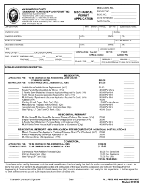 Washington County Mechanical Permit Application