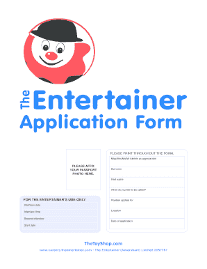 The Entertainer Job Application Form
