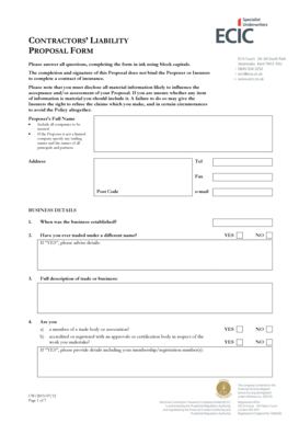 Contractors Liability Insurance Proposal Form