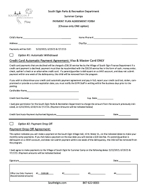 Payment agreement template - Payment Agreement Form.pdf - Village of South Elgin