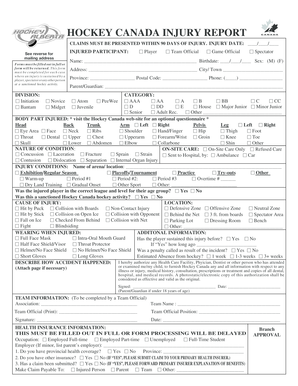 Hockey Canada Injury Report Form
