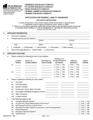 General Liability Insurance Application