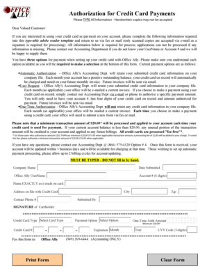 Authorization for Credit Card Payments