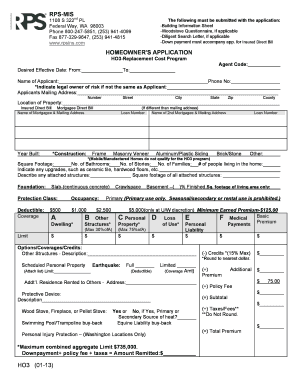 Homeowner's Insurance Application HO3
