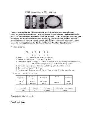 FS1 Series Waterproof Connector Order Form