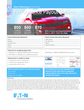 Eaton Performance Differentials Rebate Form