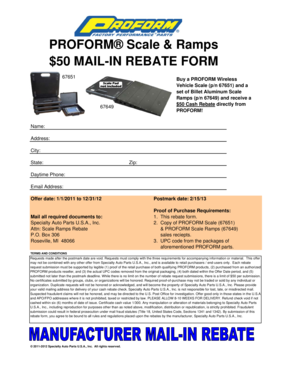 PROFORM Scale & Ramps Mail-In Rebate Form