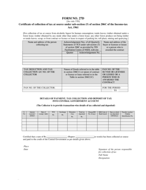 Form 27D Certificate of Tax Collection