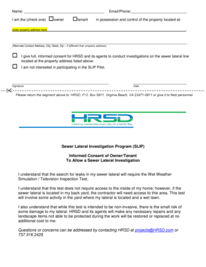 Sewer Lateral Investigation Consent Form