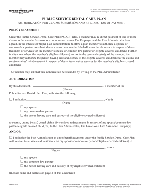 Public Service Dental Care Plan Authorization