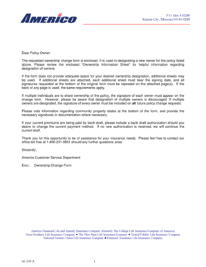 Insurance Policy Ownership Change Request