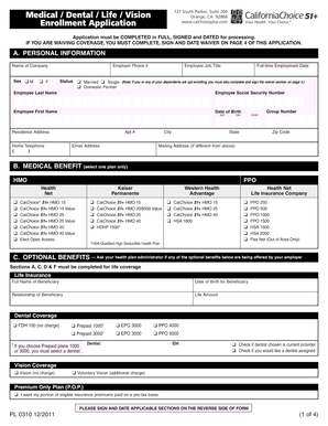 CaliforniaChoice 51+ Enrollment Application