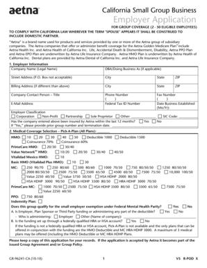 California Small Group Business Employer Application