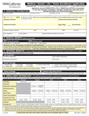 Medical Dental Life Vision Enrollment Application