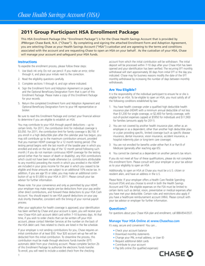 Chase Health Savings Account Enrollment Form