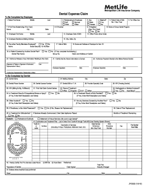 MetLife Dental Expense Claim Form