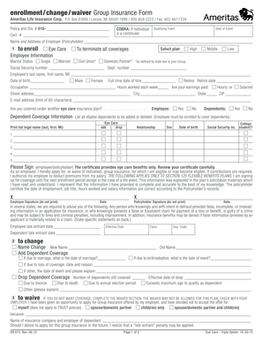 Ameritas Eye Care Insurance Enrollment Form
