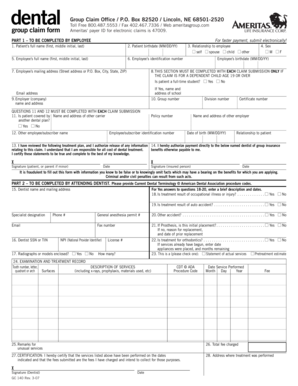 Ameritas Dental Group Claim Form