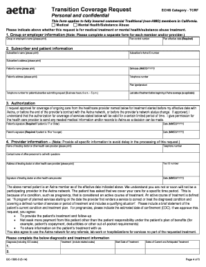 Aetna Transition of Care Coverage Request Form