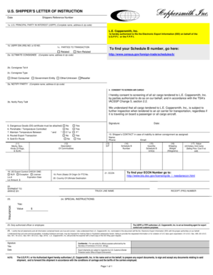 US Shipper's Letter of Instruction