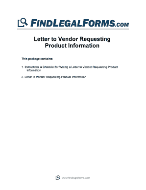 Letter to Vendor Requesting Product Information