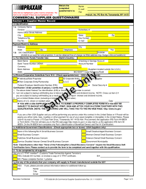 Commercial Supplier Questionnaire