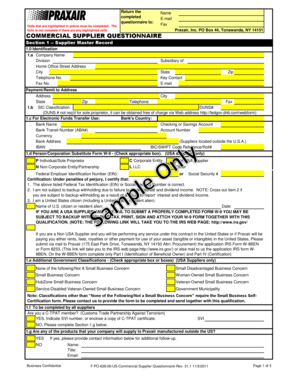 Commercial Supplier Questionnaire