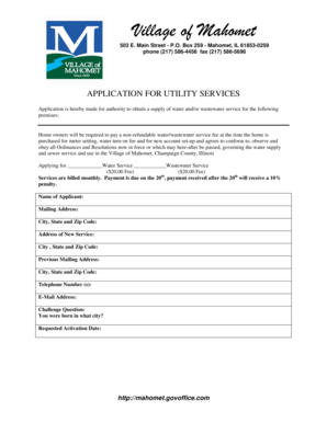 Application for Utility Services