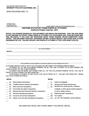 California Uniform Statutory Power of Attorney