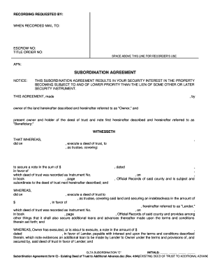 Subordination Agreement Form C
