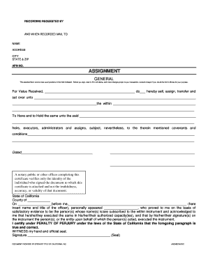 California Assignment of Deed