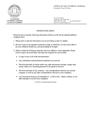 Florida Economic Crimes Affidavit Complaint Form