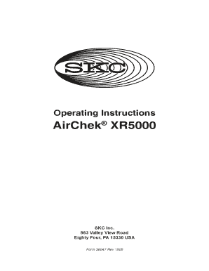 AirChek XR5000 Sample Pump Cat. No. 210-5000 Series Operating Instruction Form 38047 PDF Document. AirChek XR5000 Sample Pump Cat. No. 210-5000 Series Operating Instruction Form 38047 PDF Document