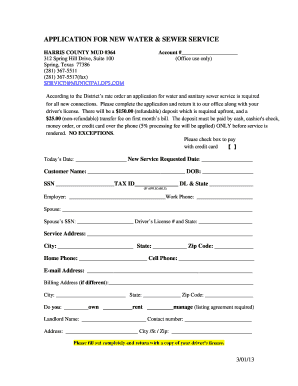 Harris County Water and Sewer Service Application