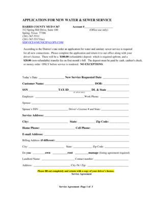 Harris County Water and Sewer Service Application