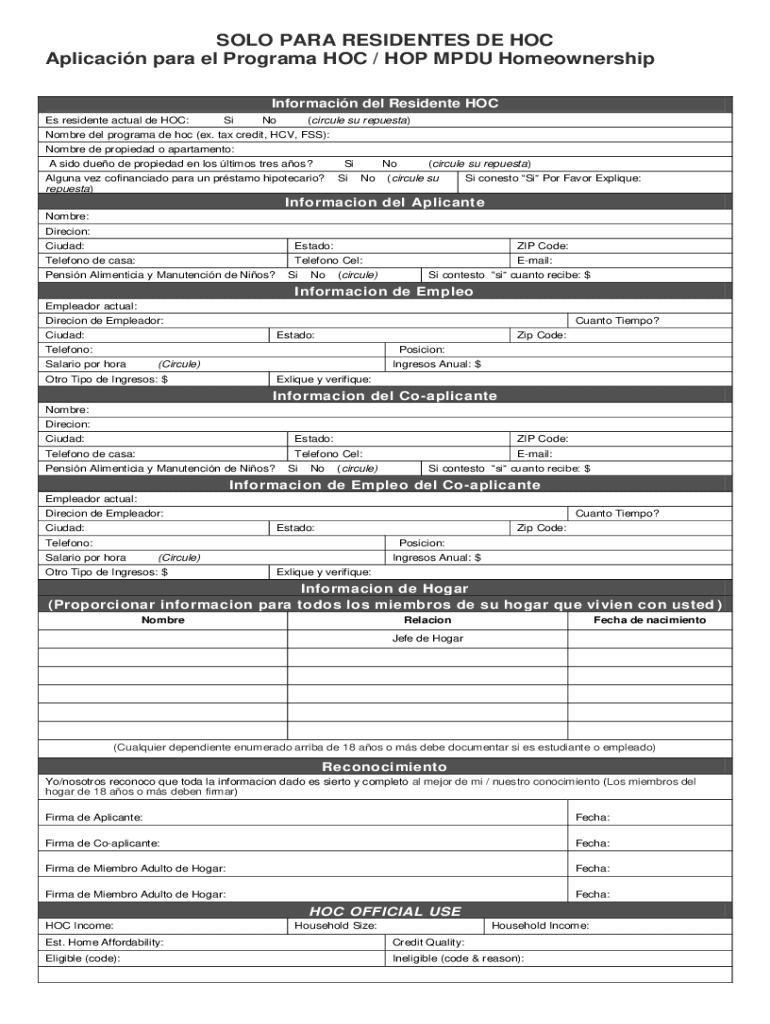 Fillable Online Housing Opportunities Commission of Montgomery County