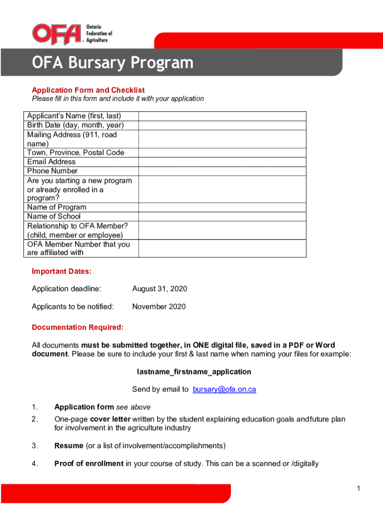 Fillable Online Application Form and Checklist Please fill in this form ...