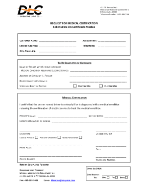 request for medical certification