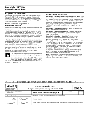 Form 941 V (PR) 941 V (PR) Comprobante de Pago ( voucher ). Employer's Quarterly Federal Tax Return (Puerto Rican Version)