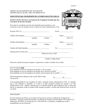 SOLICITUD PARA TRANSPORTE DE AUTOBUS GRATUITO