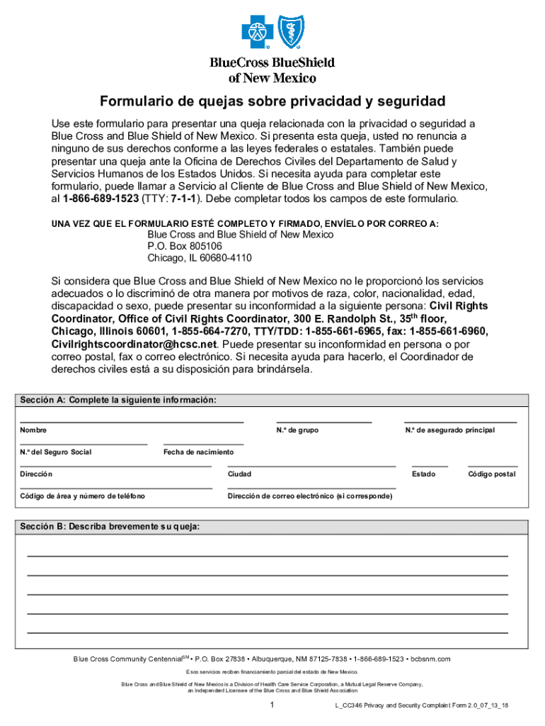 Fillable Online Blue Cross Community Centennial HIPAA Privacy and