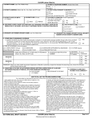 Fillable Online Fillable Online DD Form 2642, CHAMPUS Claim - Patient's ...