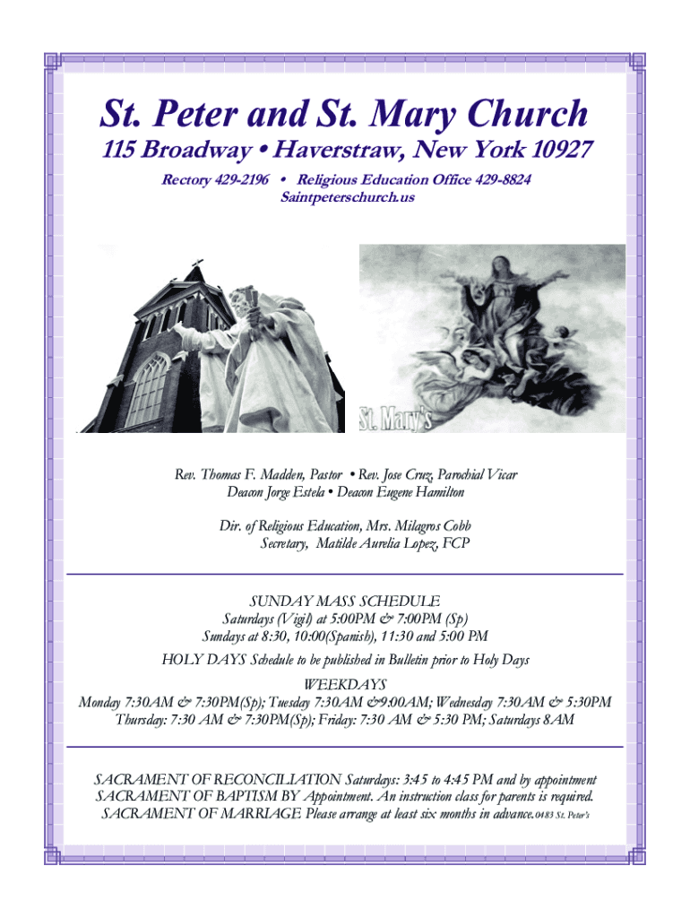Fillable Online St. Peter s and St. Mary s Church 115 Broadway