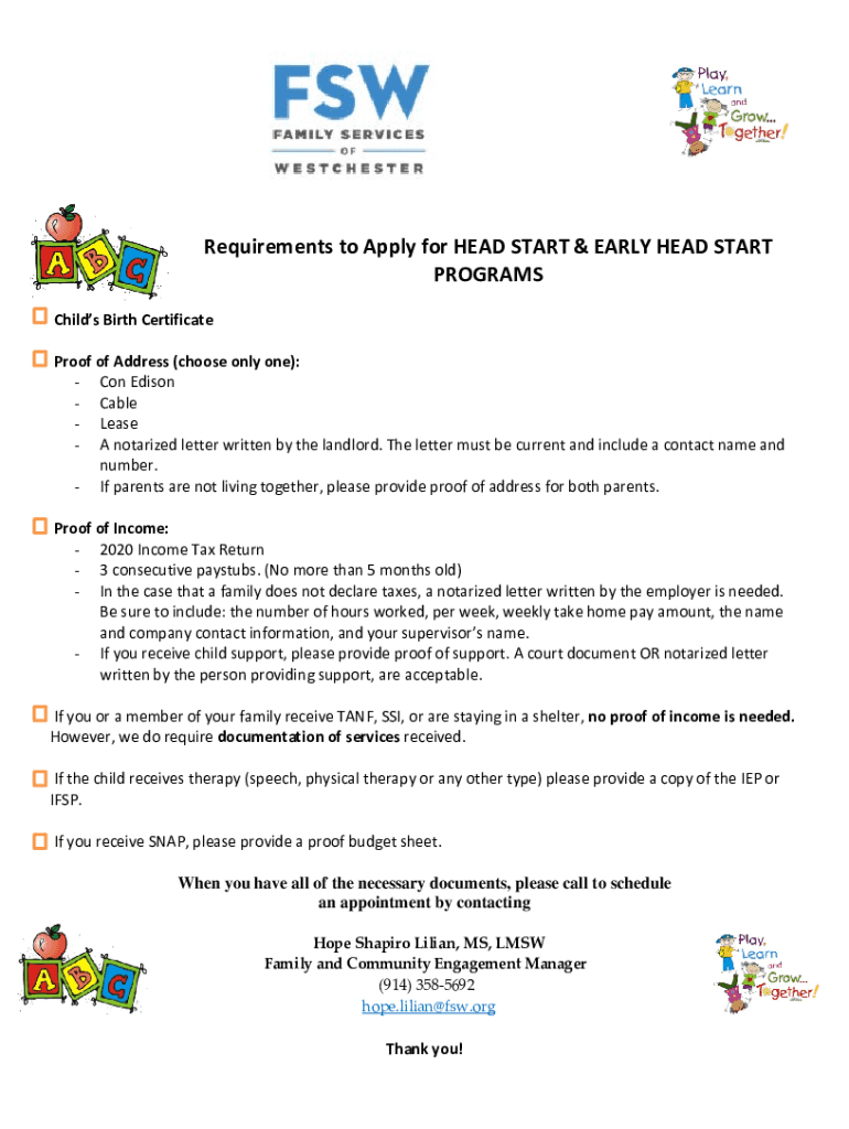 Head start application instructions version 3