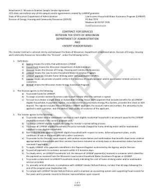 Attachment 3 Wisconsin Grantee Sample Vendor Agreement