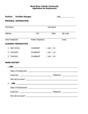 APPLICATION FOR EMPLOYMENT Position Applied For Personal Data