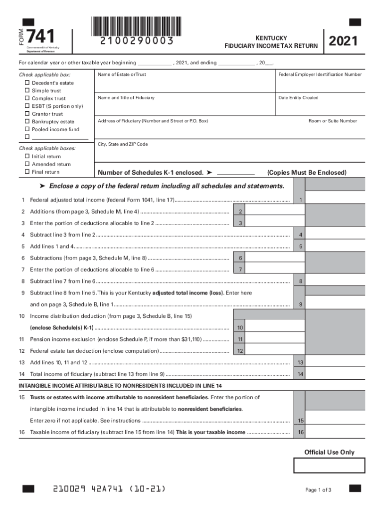 kentucky form 741 Preview on Page 1